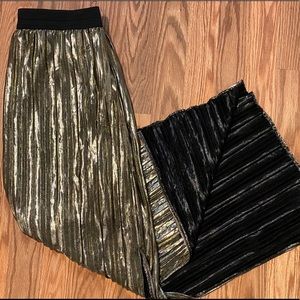 Metallic Pleated Maxi Skirt